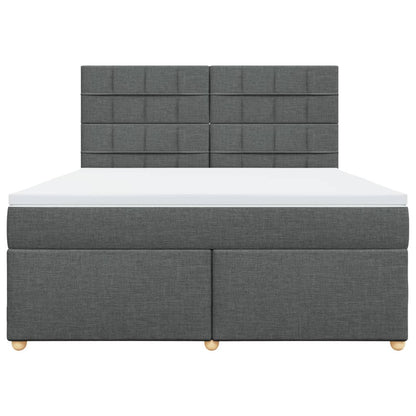 Boxspring met matras stof donkergrijs 180x200 cm