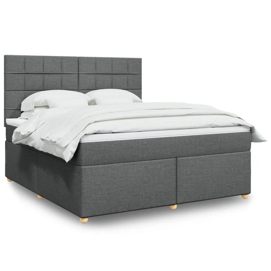 Boxspring met matras stof donkergrijs 180x200 cm