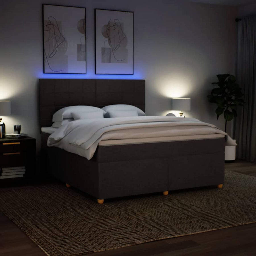 Boxspring met matras stof donkerbruin 180x200 cm