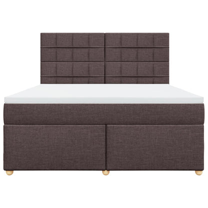 Boxspring met matras stof donkerbruin 180x200 cm
