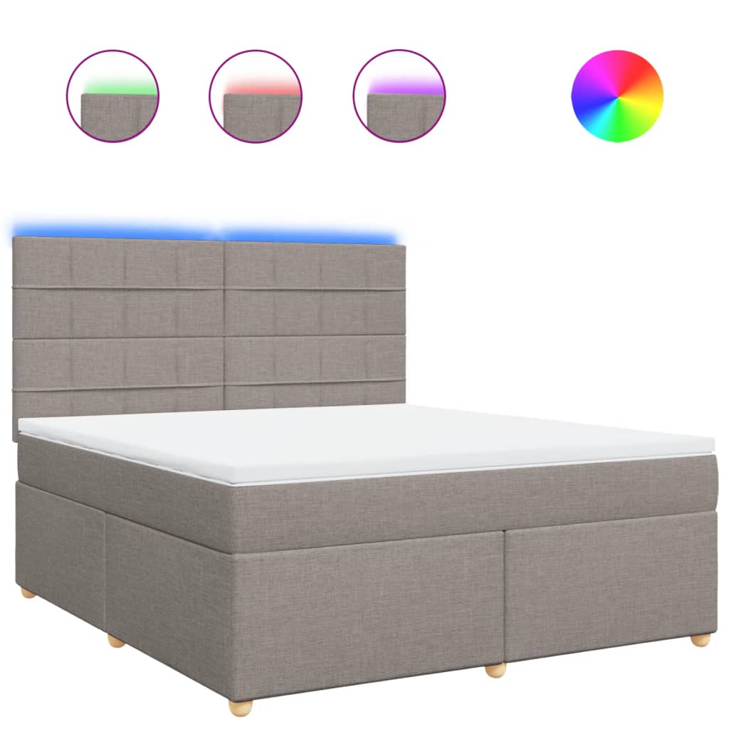 Boxspring met matras stof taupe 180x200 cm