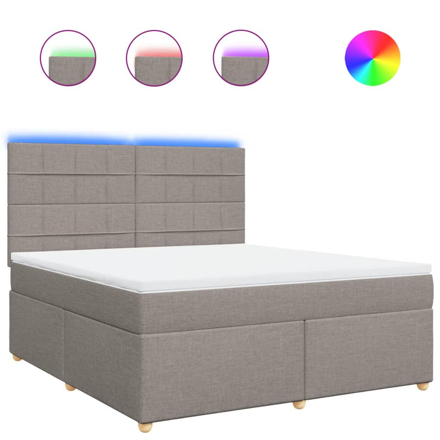 Boxspring met matras stof taupe 180x200 cm