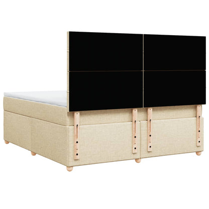 Boxspring met matras stof crèmekleurig 180x200 cm