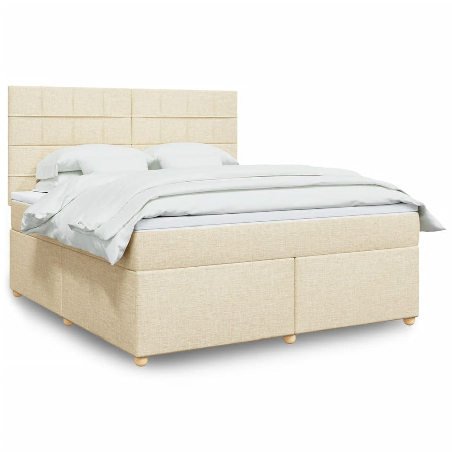 Boxspring met matras stof crèmekleurig 180x200 cm