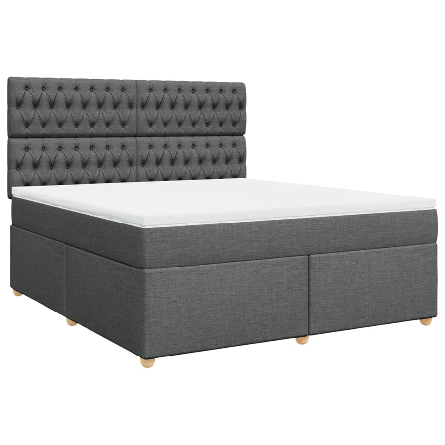 Boxspring met matras stof donkergrijs 180x200 cm