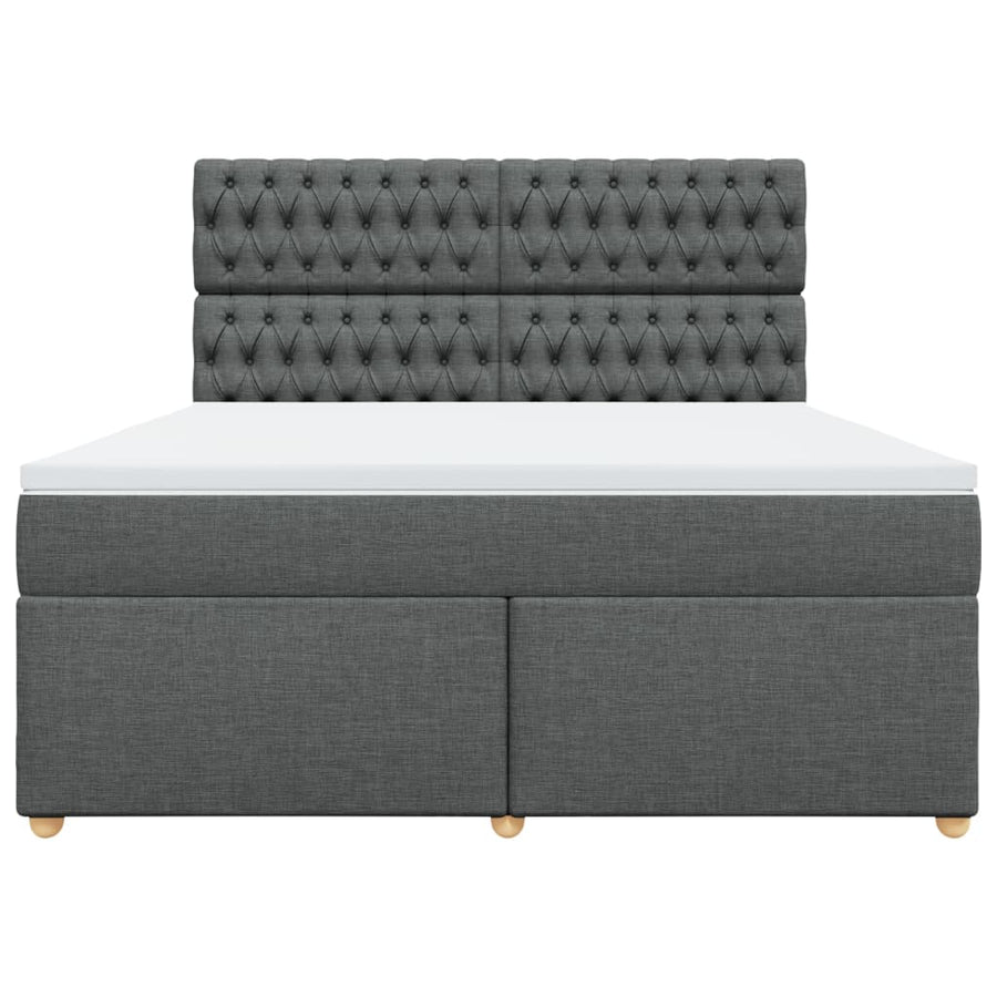 Boxspring met matras stof donkergrijs 180x200 cm