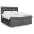 Box spring with dark grey fabric mattress 180x200 cm
