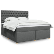 Boxspring 180x200 cm donkergrijs met matras en topmatras