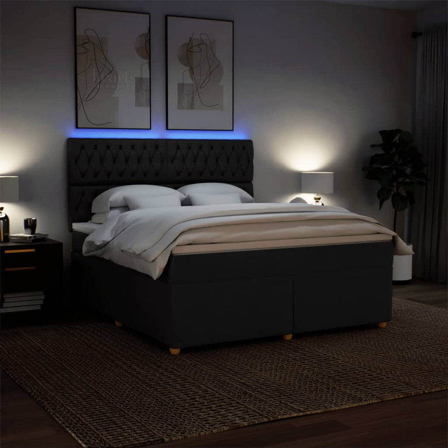 Boxspring met matras stof zwart 180x200 cm
