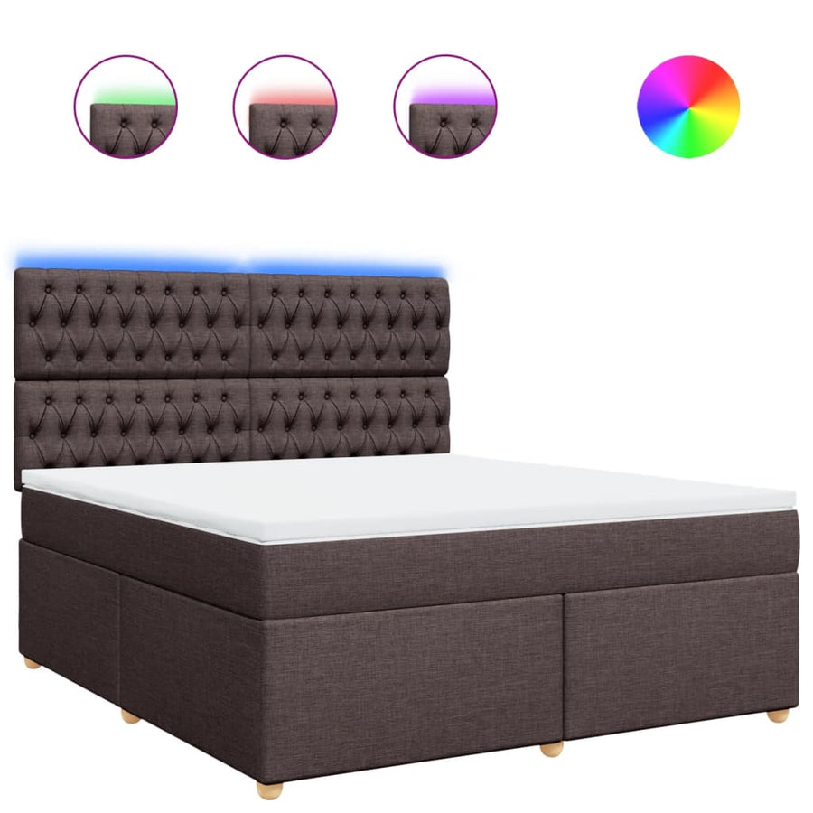 Boxspring met matras stof donkerbruin 180x200 cm