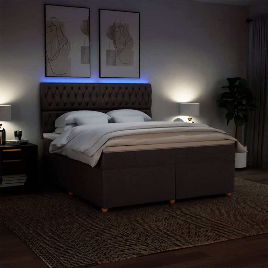 Boxspring met matras stof donkerbruin 180x200 cm