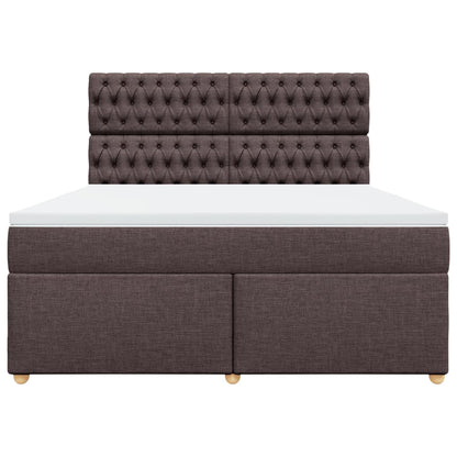 Boxspring met matras stof donkerbruin 180x200 cm