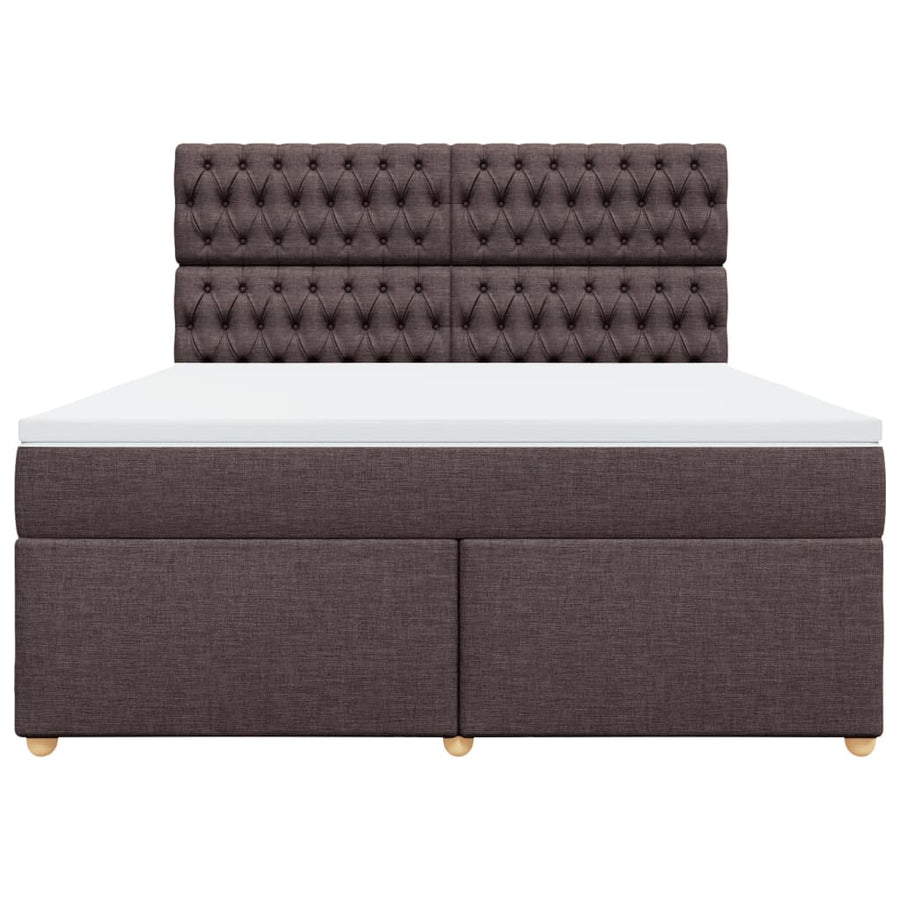 Boxspring met matras stof donkerbruin 180x200 cm