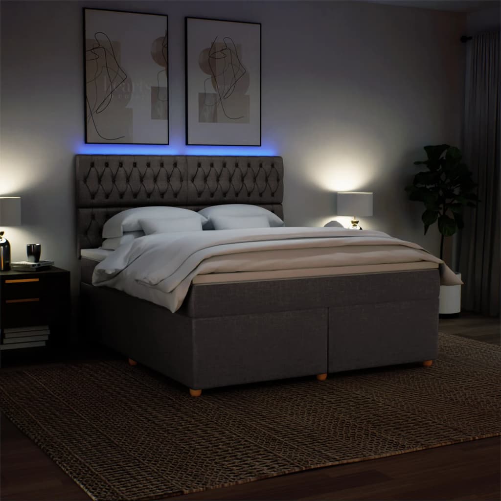 Boxspring met matras stof taupe 180x200 cm