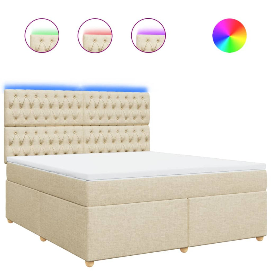 Boxspring met matras stof crèmekleurig 180x200 cm