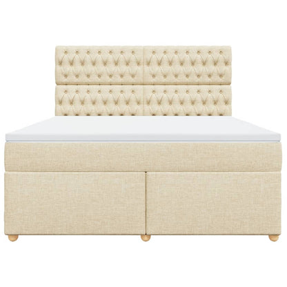 Boxspring met matras stof crèmekleurig 180x200 cm