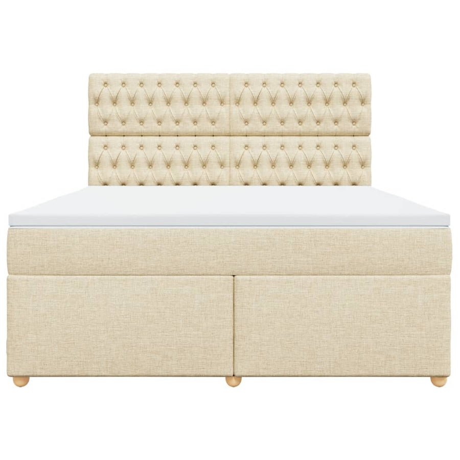 Boxspring met matras stof crèmekleurig 180x200 cm