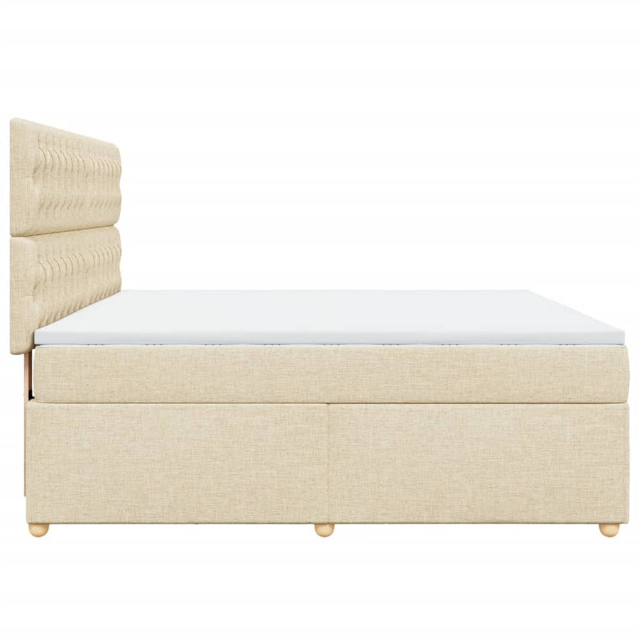 Boxspring met matras stof crèmekleurig 180x200 cm