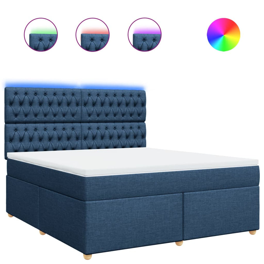 Boxspring met matras stof blauw 180x200 cm