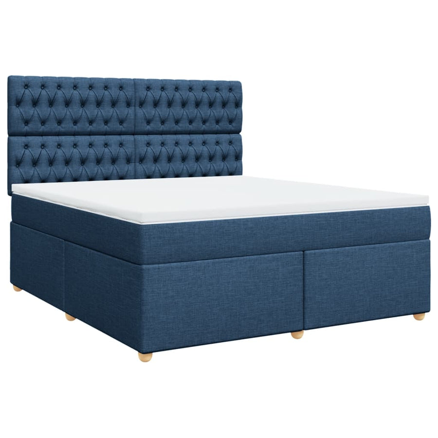 Boxspring met matras stof blauw 180x200 cm