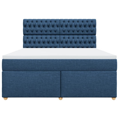 Boxspring met matras stof blauw 180x200 cm