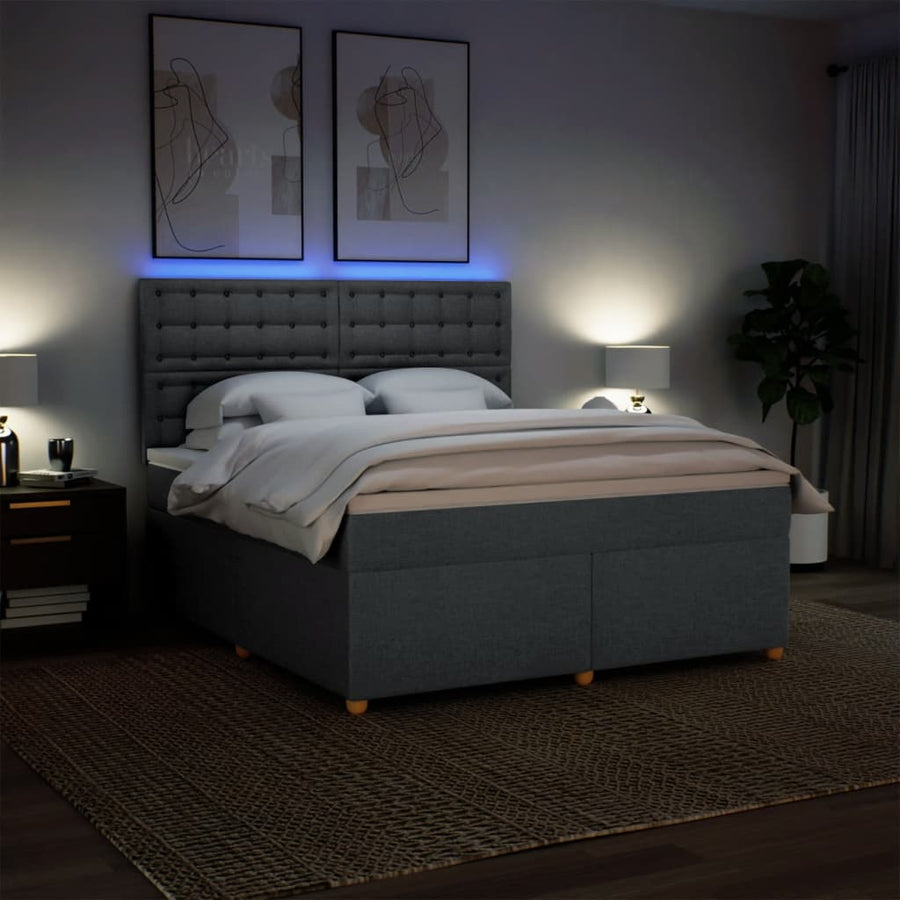 Boxspring met matras stof donkergrijs 180x200 cm