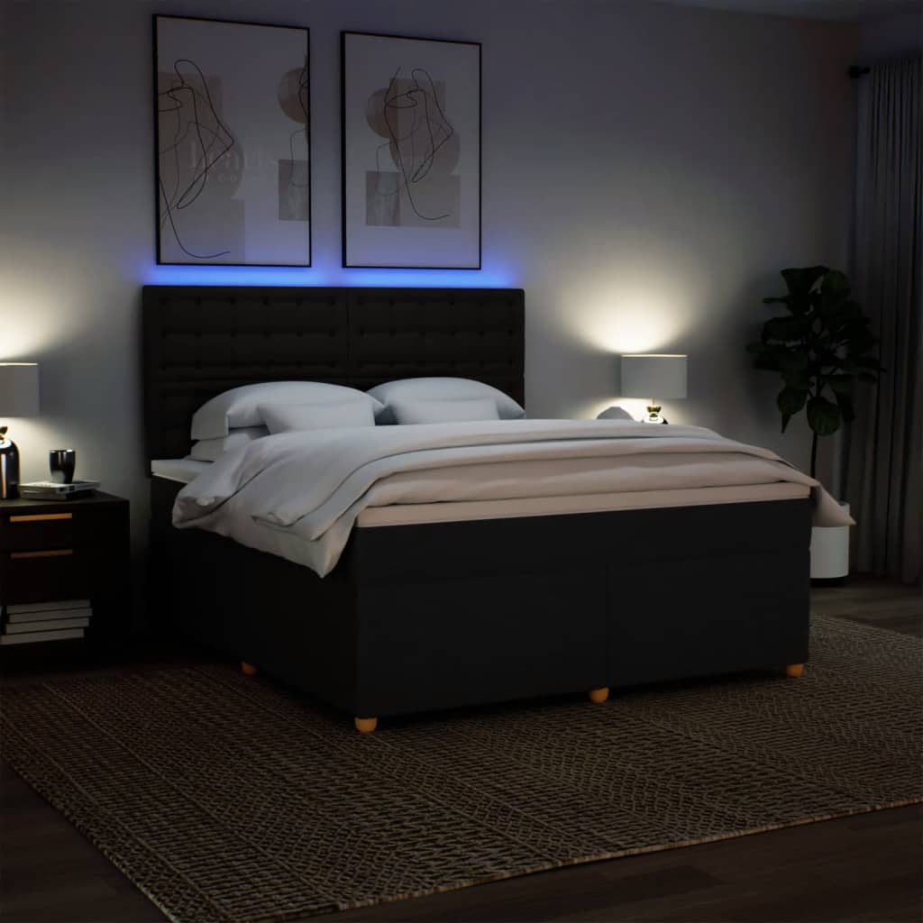 Boxspring met matras stof zwart 180x200 cm