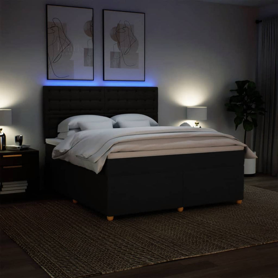 Boxspring met matras stof zwart 180x200 cm
