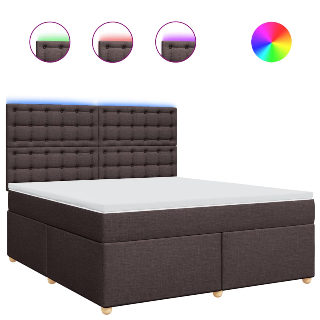 Boxspring met matras stof donkerbruin 180x200 cm