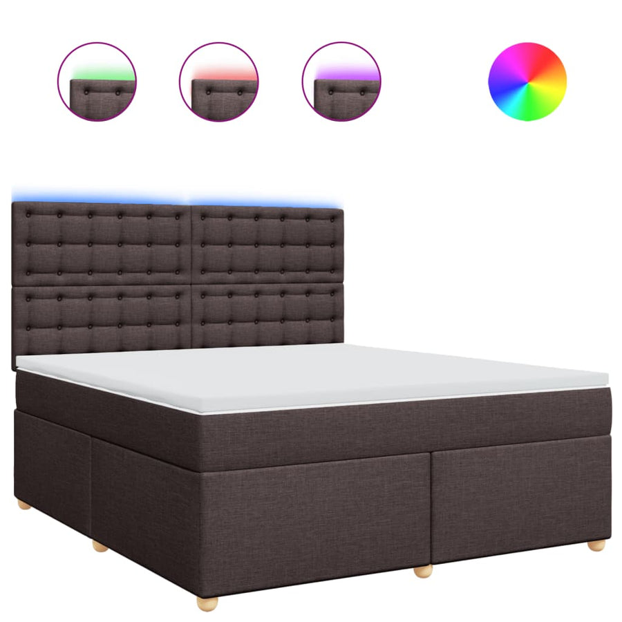 Boxspring met matras stof donkerbruin 180x200 cm