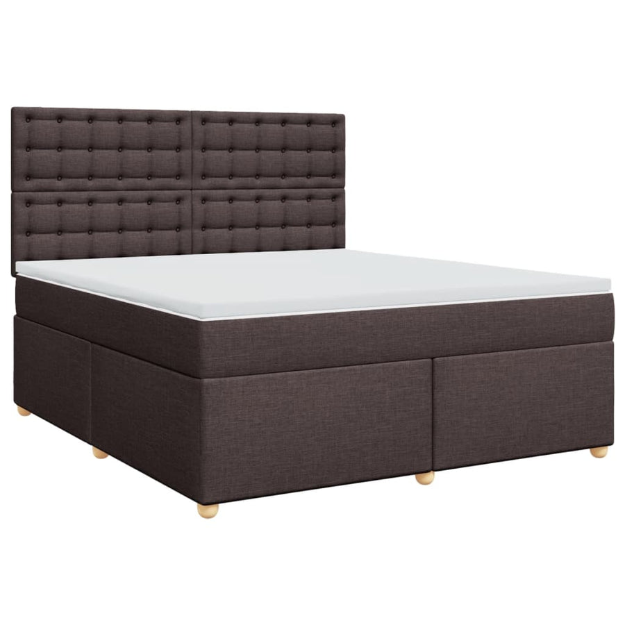 Boxspring met matras stof donkerbruin 180x200 cm