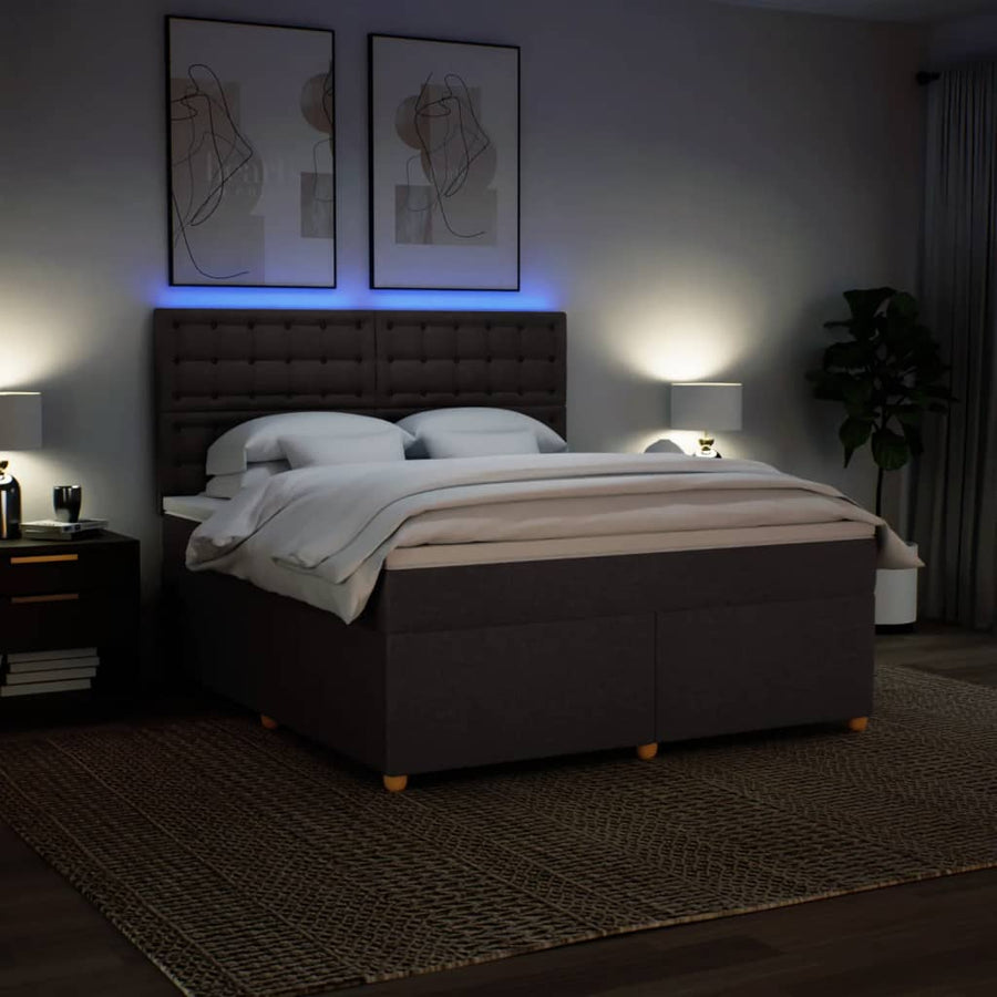 Boxspring met matras stof donkerbruin 180x200 cm