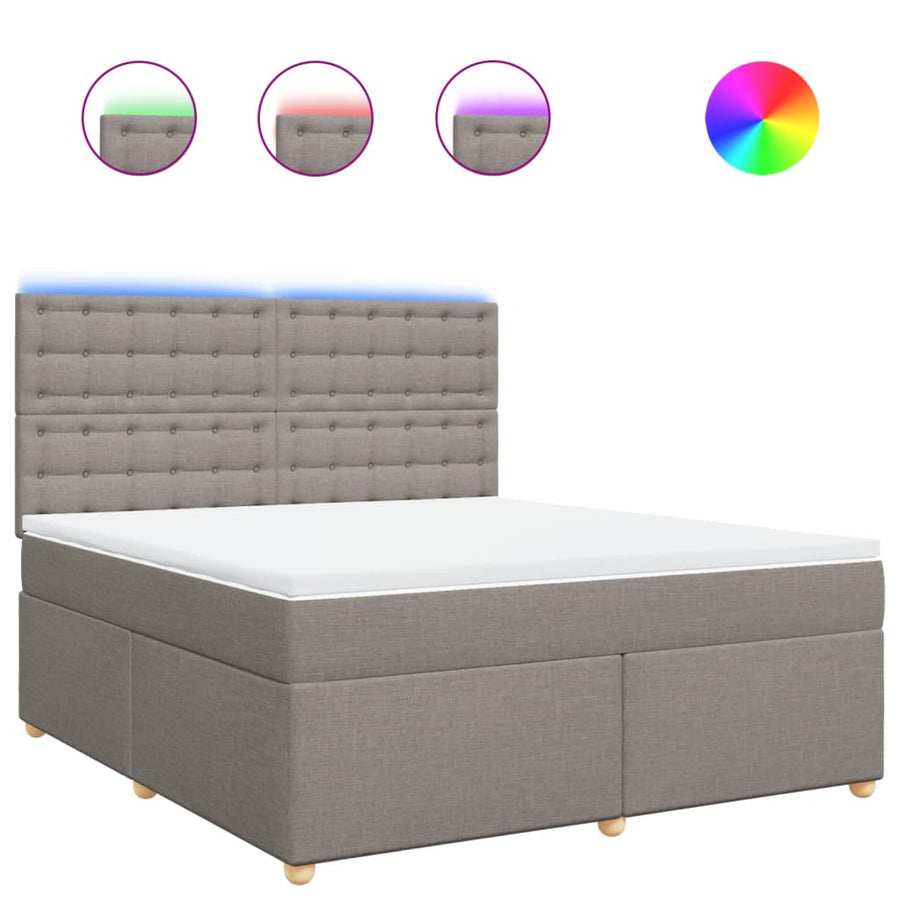 Boxspring met matras stof taupe 180x200 cm