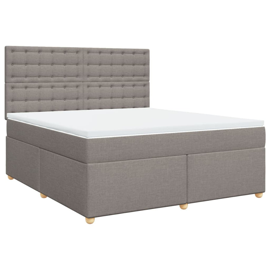 Boxspring met matras stof taupe 180x200 cm