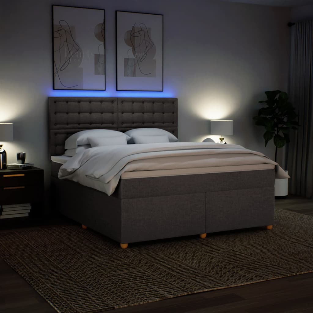 Boxspring met matras stof taupe 180x200 cm