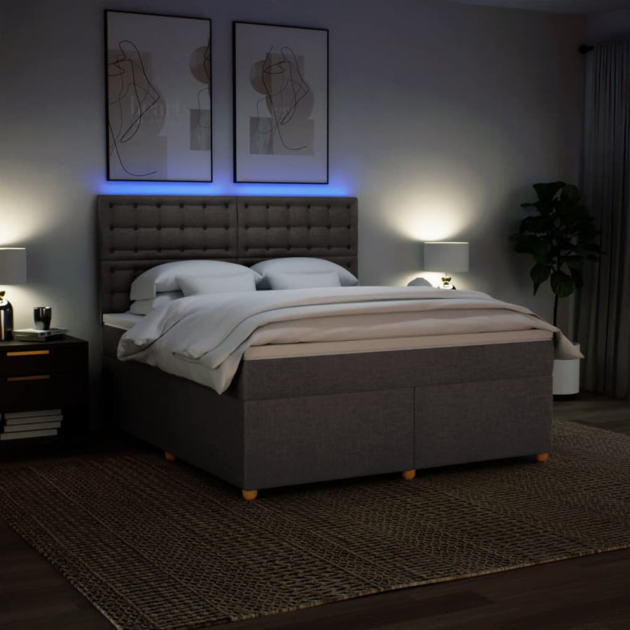 Boxspring met matras stof taupe 180x200 cm
