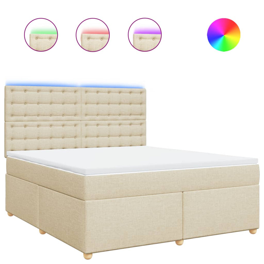Boxspring met matras stof crèmekleurig 180x200 cm
