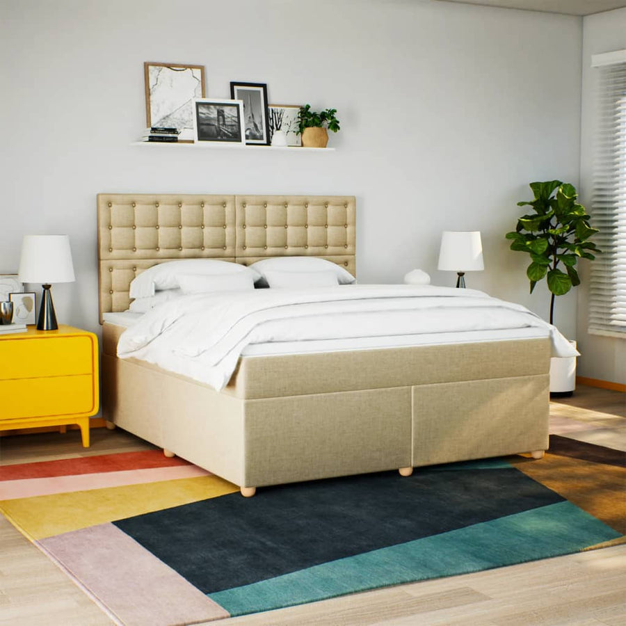 Boxspring met matras stof crèmekleurig 180x200 cm