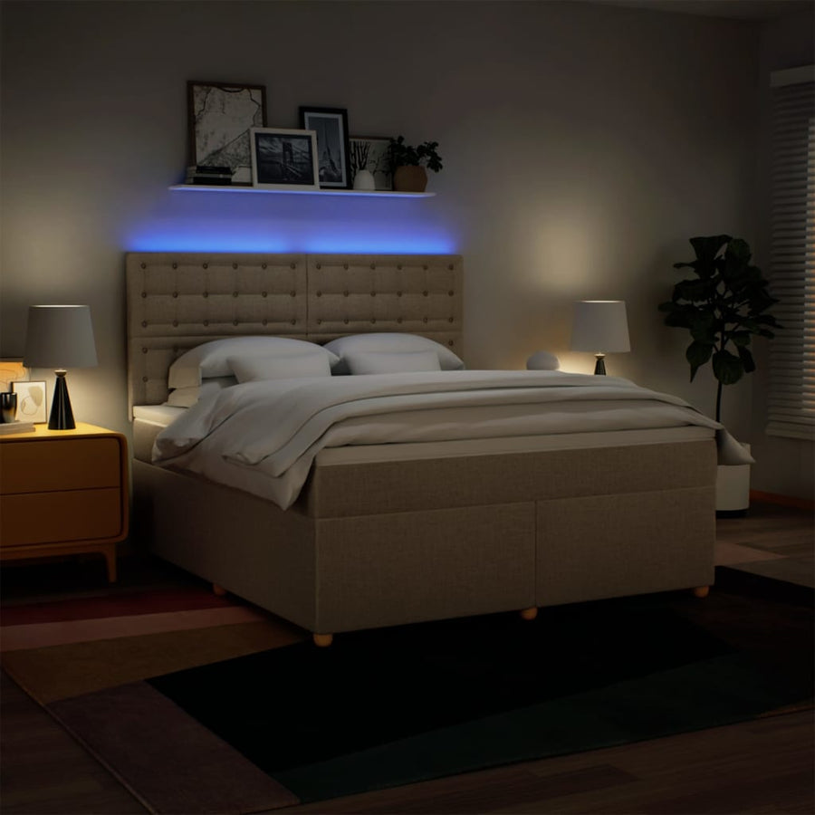 Boxspring met matras stof crèmekleurig 180x200 cm