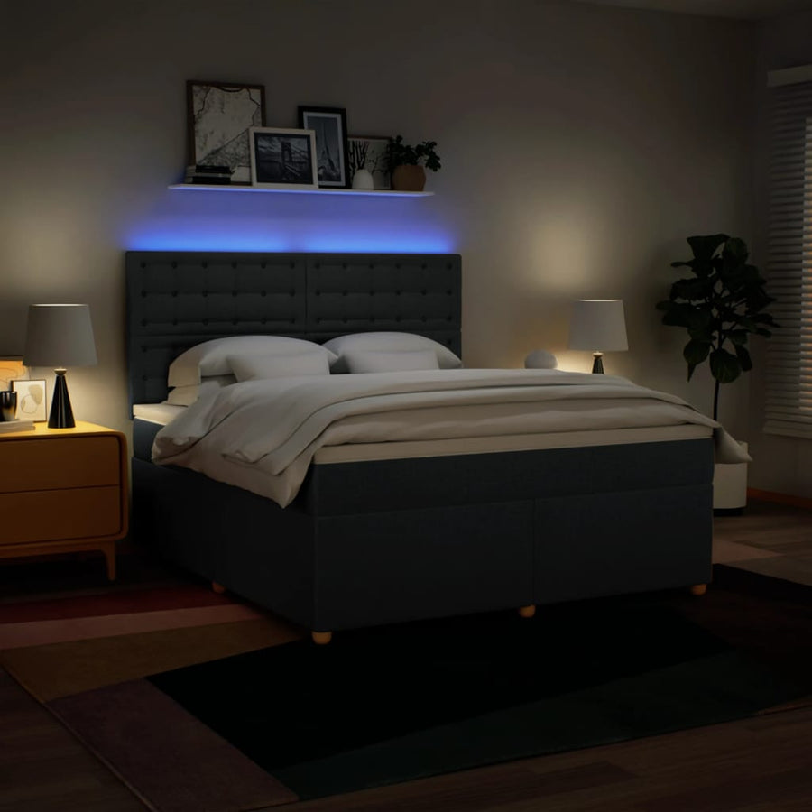 Boxspring met matras stof blauw 180x200 cm