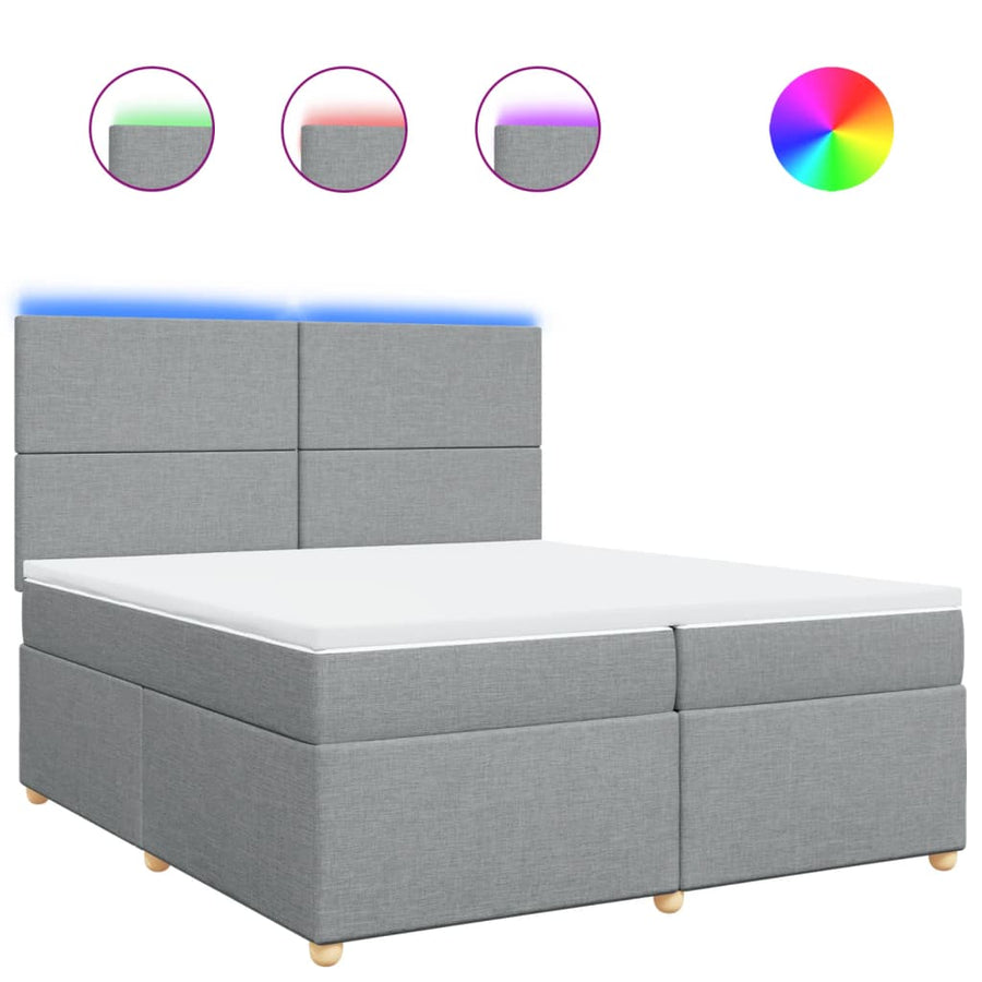 Boxspring met matras stof lichtgrijs 200x200 cm