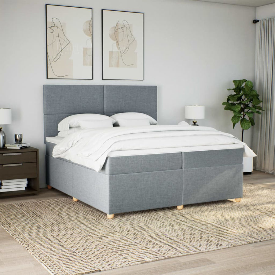 Boxspring met matras stof lichtgrijs 200x200 cm