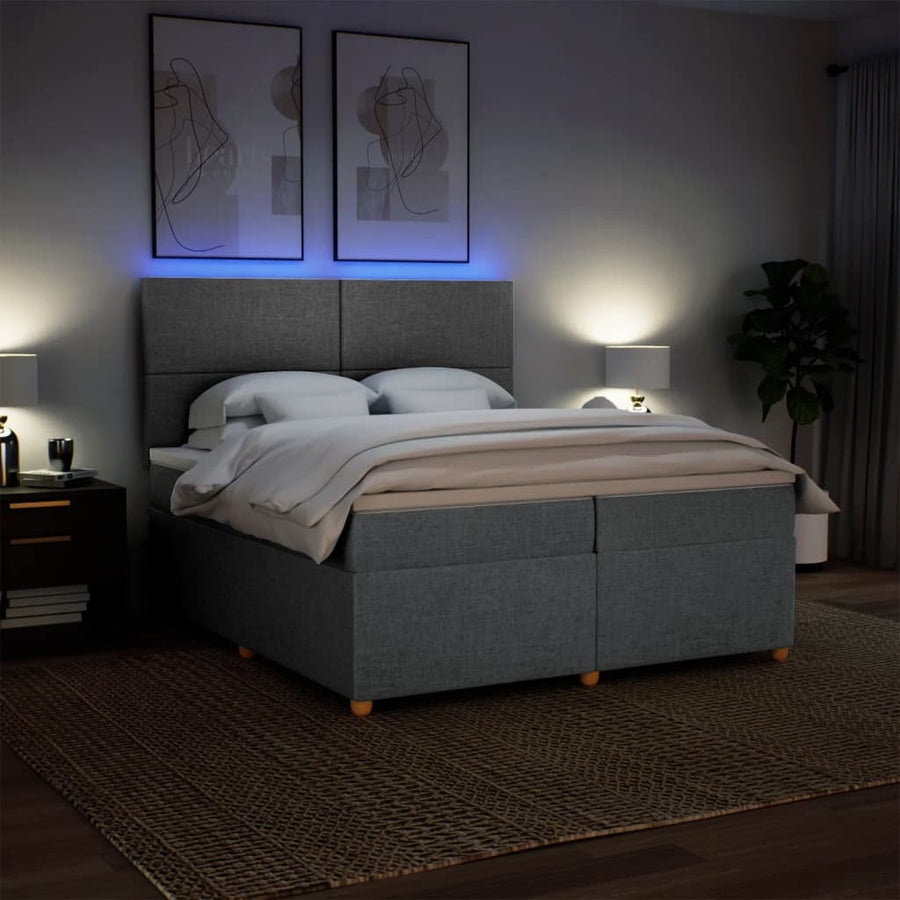 Boxspring met matras stof lichtgrijs 200x200 cm
