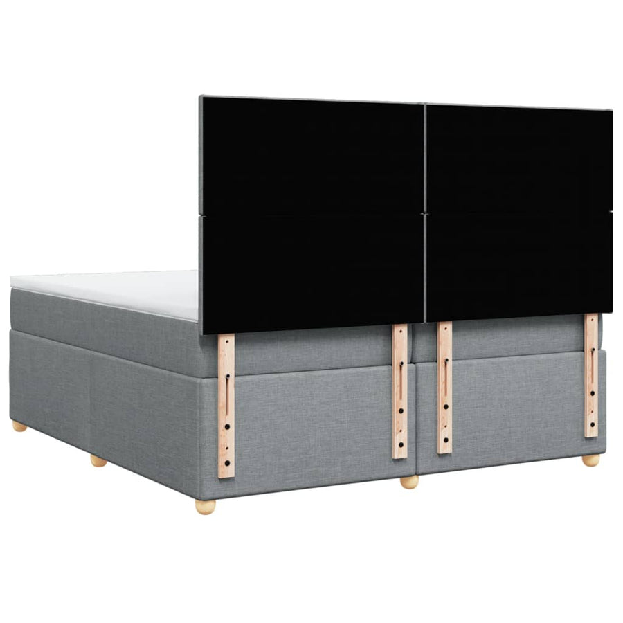 Boxspring met matras stof lichtgrijs 200x200 cm
