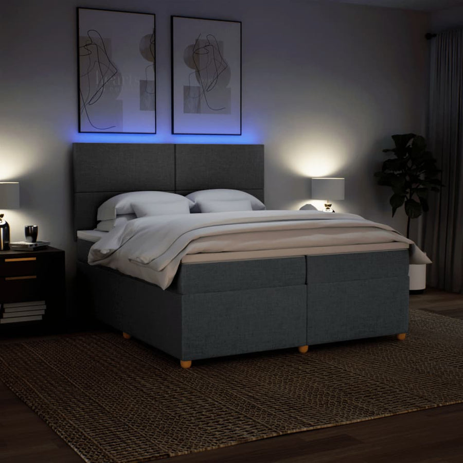 Boxspring met matras stof donkergrijs 200x200 cm