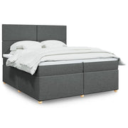 Boxspring 200x200 cm donkergrijs met matras