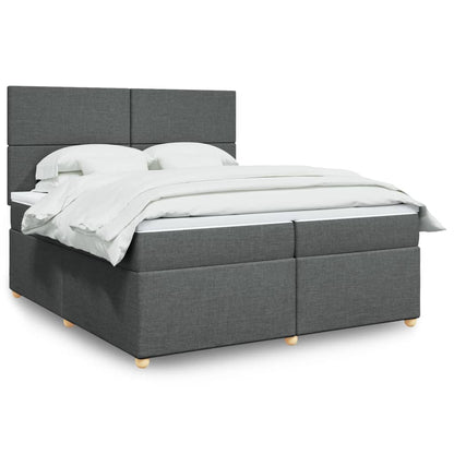 Boxspring met matras stof donkergrijs 200x200 cm