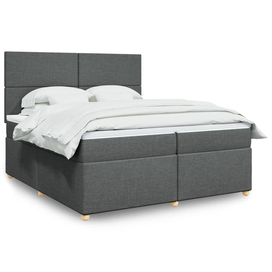 Boxspring met matras stof donkergrijs 200x200 cm