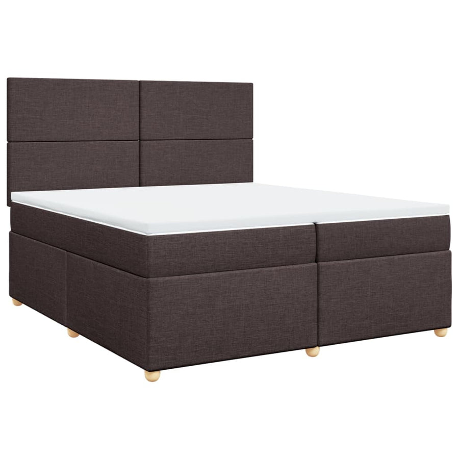 Boxspring met matras stof donkerbruin 200x200 cm