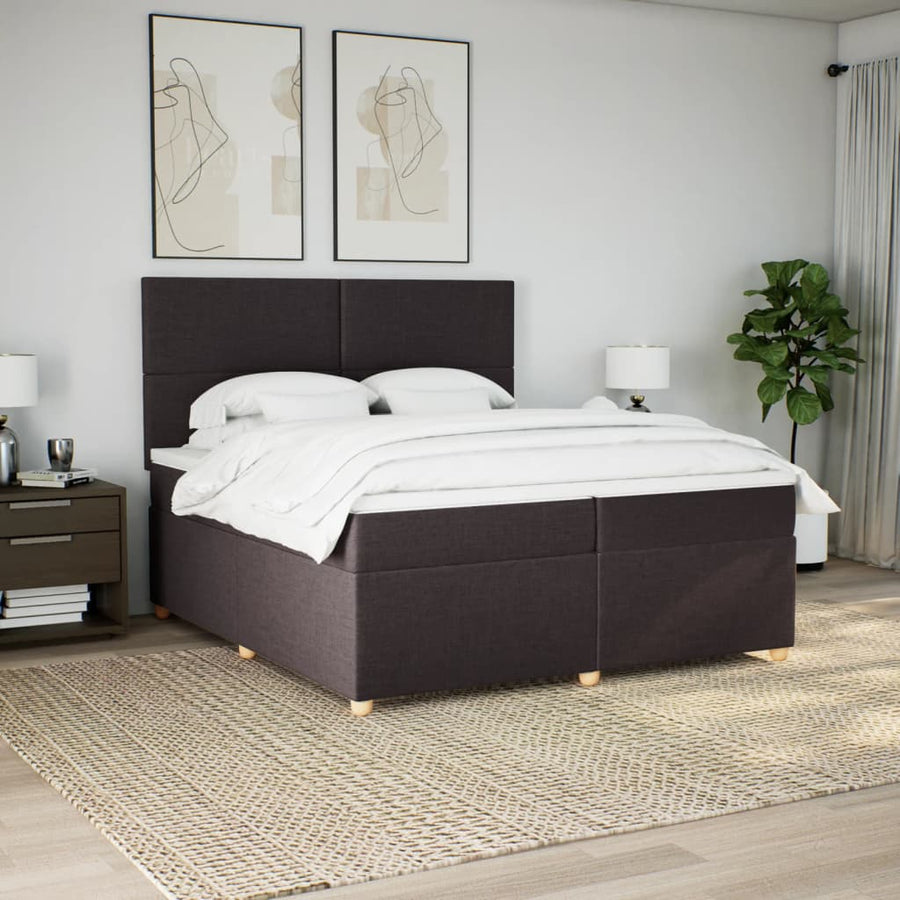 Boxspring met matras stof donkerbruin 200x200 cm